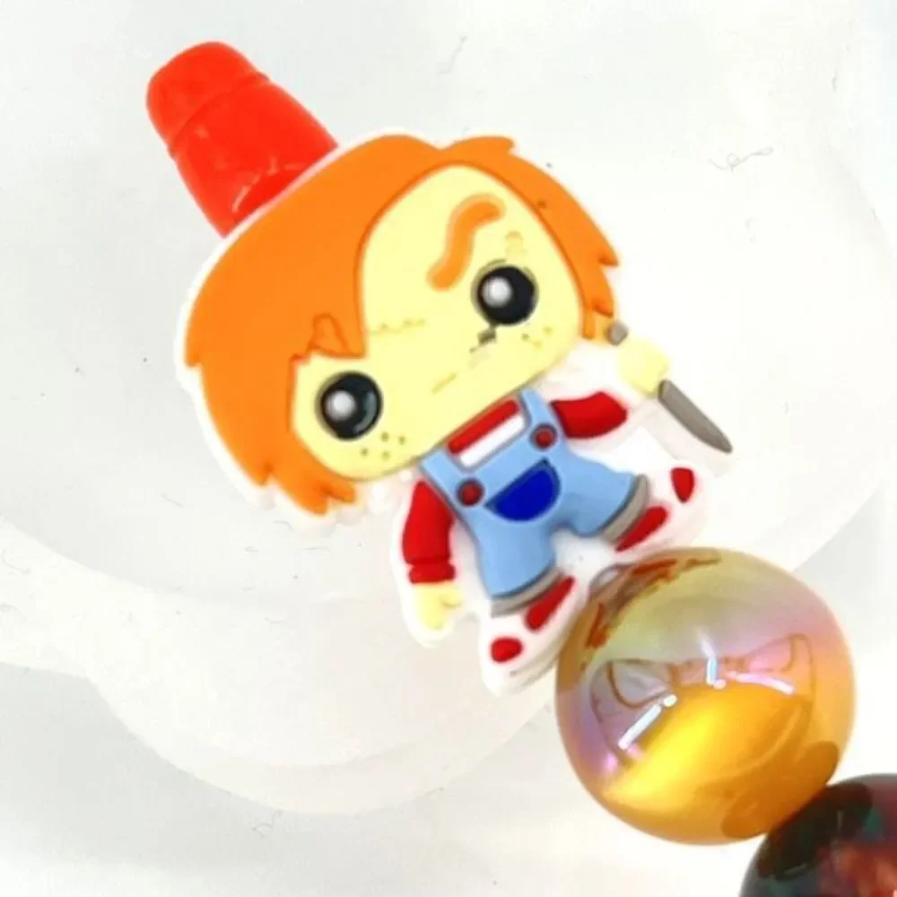Murder doll Chuckie Chucky Halloween handmade pen NEW beads orange blue black sc